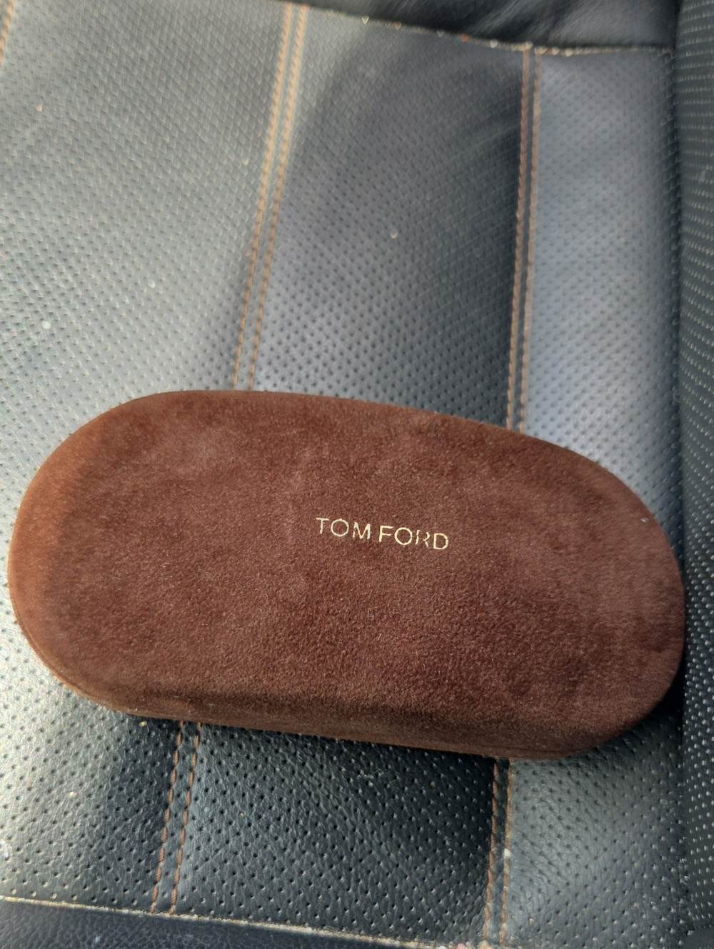 Tom Ford Chocolate Brown Suede Eyewear Case with Gold Logo